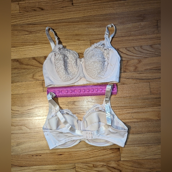Set of 2 Beige 40E Lace Bras Underwire Full Cup Bra Women's Plus Size - Picture 2 of 11